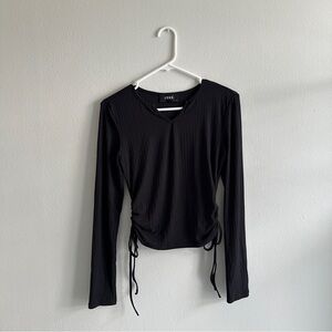 Black Long Sleeve Ribbon Tie Shirt